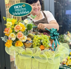 Giỏ Trái Cây Mix Hoa Size Đại Full 2 Mặt