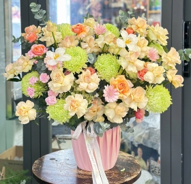 Box Hoa Tone Xanh Cốm Phối Hồng