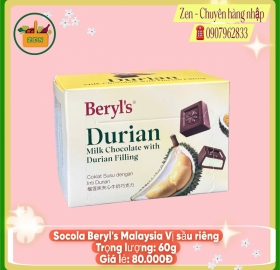 Socola Malaysia - Socola Beryl's Vị Sầu Riêng Hộp 60g