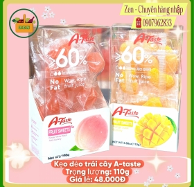 Kẹo Hongkong - Kẹo Dẻo Trái Cây A-tast Hộp 110g Vị Xoài Và Vị Đào